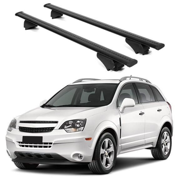 ERKUL Roof Rack Cross Bars for Chevrolet Chevy Captiva 2012-2015 | Aluminum Crossbars with Anti Theft Lock for Rooftop | Compatible with Raised Rails - Black