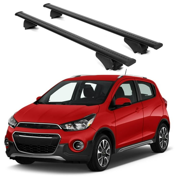 ERKUL Roof Rack Cross Bars for Chevrolet Chevy Spark 2016-2022 | Aluminum Crossbars with Anti Theft Lock for Rooftop | Compatible with Raised Rails - Black