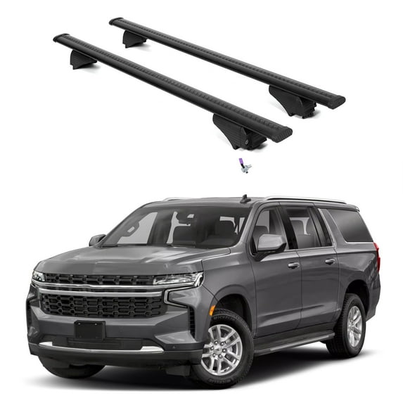 ERKUL Roof Rack Cross Bars for Chevrolet Chevy Suburban 2021-2025 | Aluminum Crossbars with Anti Theft Lock for Rooftop | Compatible with Flush Rails - Black