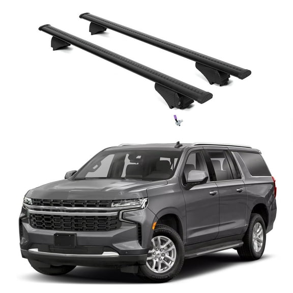 ERKUL Roof Rack Cross Bars for Chevrolet Chevy Suburban 2021-2025 | Aluminum Crossbars with Anti Theft Lock for Rooftop | Compatible with Flush Rails - Black