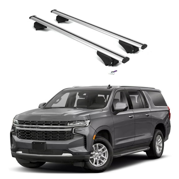 ERKUL Roof Rack Cross Bars for Chevrolet Chevy Suburban 2021-2025 | Aluminum Crossbars with Anti Theft Lock for Rooftop | Compatible with Flush Rails - Silver