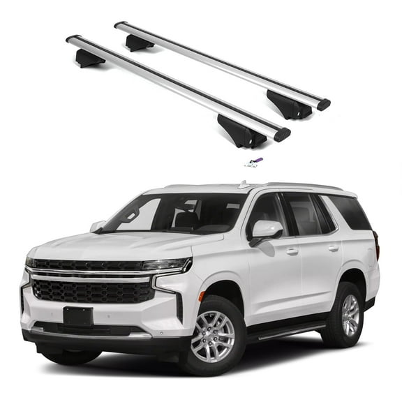 ERKUL Roof Rack Cross Bars for Chevrolet Chevy Tahoe 2021-2025 | Aluminum Crossbars with Anti Theft Lock for Rooftop | Compatible with Flush Rails - Silver