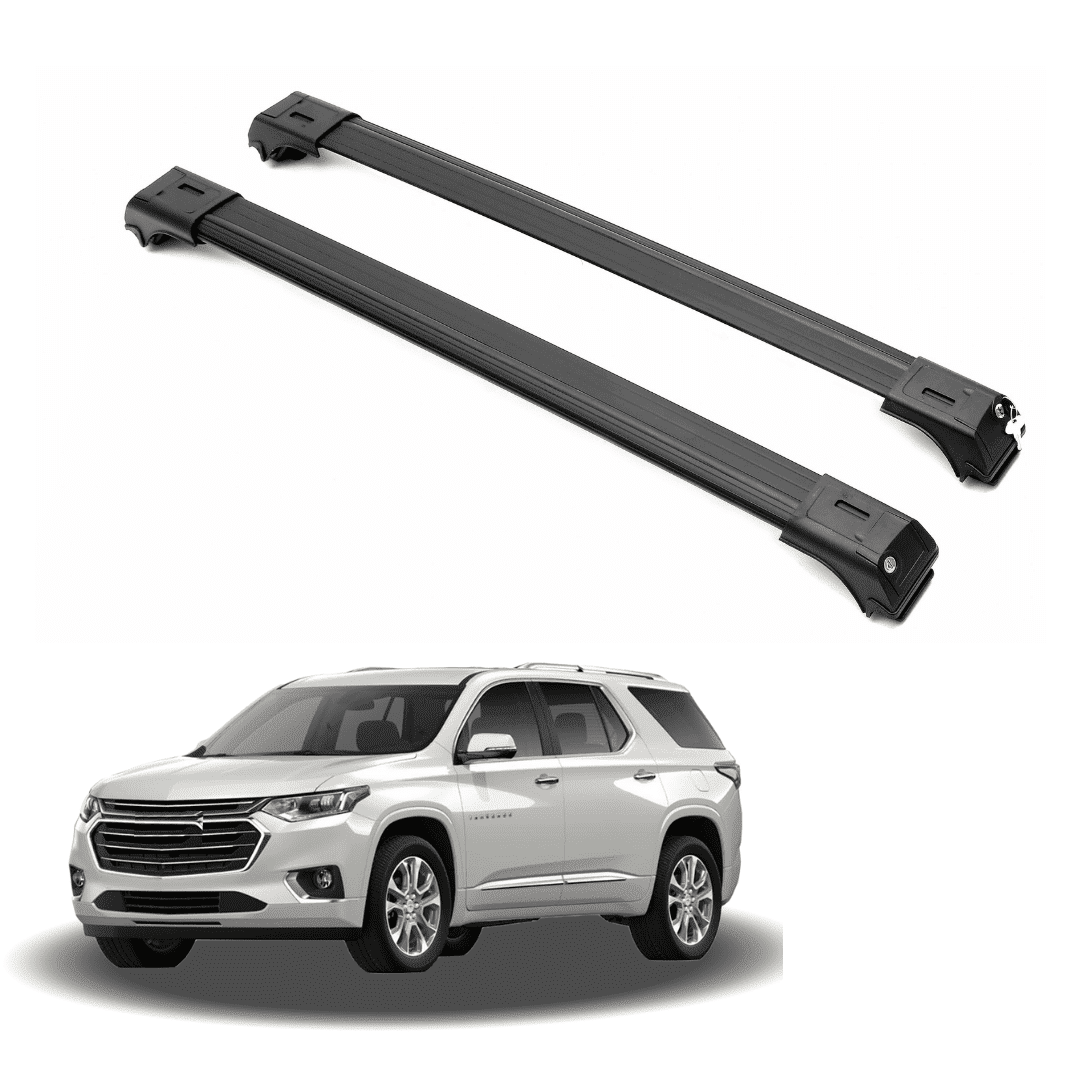 ERKUL Roof Rack Cross Bars for Chevrolet Chevy Traverse 2018-2024 | Aluminum Crossbars with Anti Theft Lock for Rooftop | Compatible with Raised Rails - Black