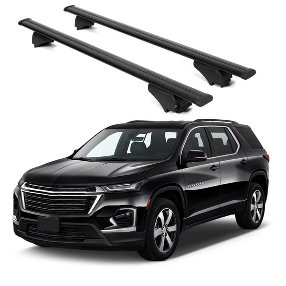 ERKUL Roof Rack Cross Bars for Chevrolet Chevy Traverse 2018-2024 | Aluminum Crossbars with Anti Theft Lock for Rooftop | Compatible with Raised Rails - Black