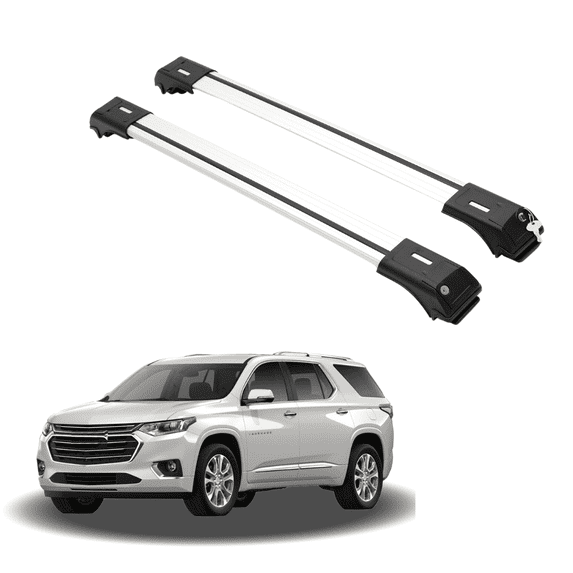 ERKUL Roof Rack Cross Bars for Chevrolet Chevy Traverse 2018-2024 | Aluminum Crossbars with Anti Theft Lock for Rooftop | Compatible with Raised Rails - Silver