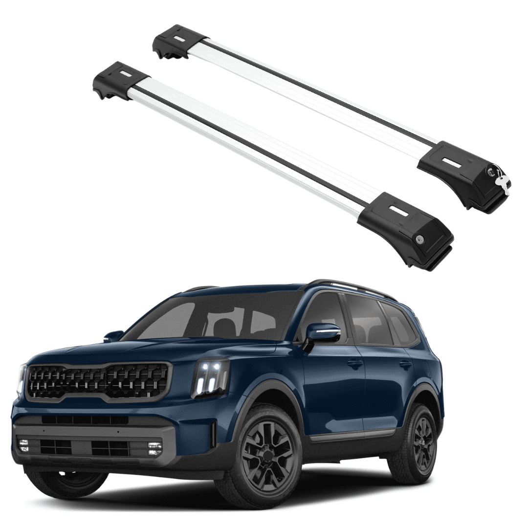 ERKUL Roof Rack Cross Bars Fit Kia Telluride 20202024 Aluminum Lockable Silver