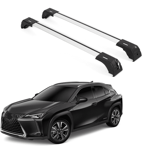 ERKUL Roof Rack Cross Bars Fit for Lexus UX UX200 UX250H 300H 2019-2025 | Aluminum Crossbars with Anti Theft Lock for Rooftop | Compatible with Flush Rails - Silver