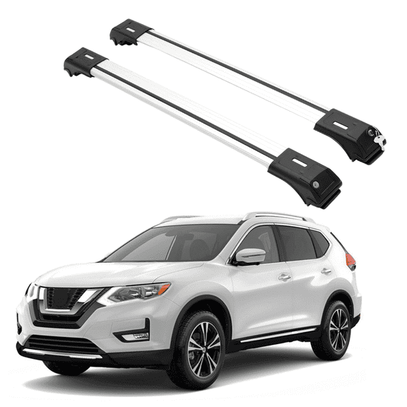 ERKUL Roof Rack Cross Bars Fits Nissan Rogue 2014-2020 Aluminum Lockable Silver