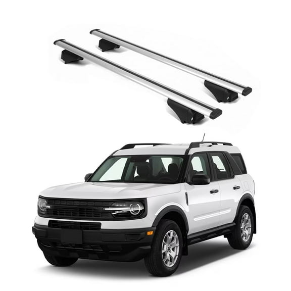 ERKUL Roof Rack Cross Bars for Ford Bronco Sport 2021-2025 | Aluminum Crossbars with Anti Theft Lock for Rooftop | Compatible with Raised Rails - Silver