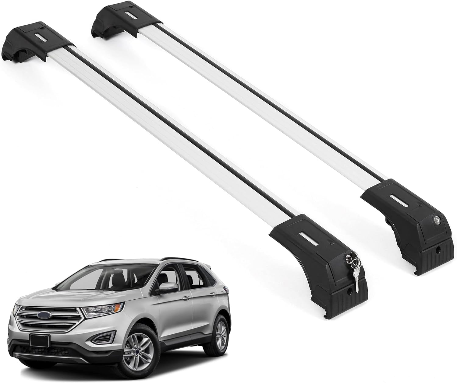 ERKUL Roof Rack Cross Bars for Ford Edge 2015 2024 Anti Theft Lock Aluminum Crossbars for Rooftop Cargo Carrier Luggage Kayak Canoe Bike