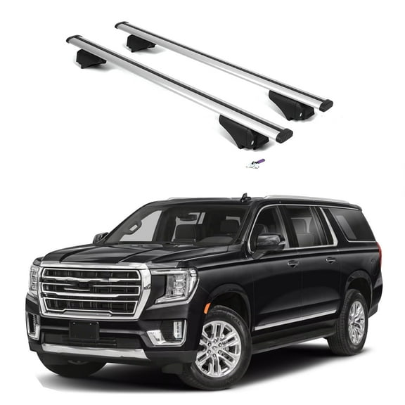 ERKUL Roof Rack Cross Bars for GMC Yukon, Yukon XL 2021-2025 | Aluminum Crossbars with Anti Theft Lock for Rooftop | Compatible with Flush Rails - Silver