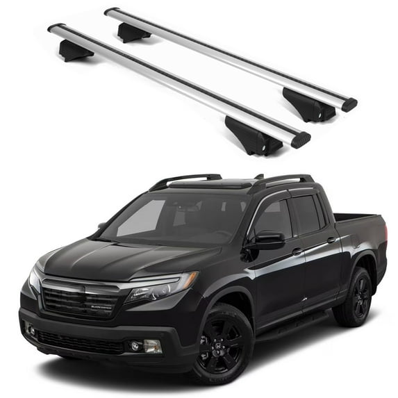 ERKUL Roof Rack Cross Bars for Honda Ridgeline 2017-2024 | Aluminum Crossbars with Anti Theft Lock for Rooftop | Compatible with Raised Rails - Silver