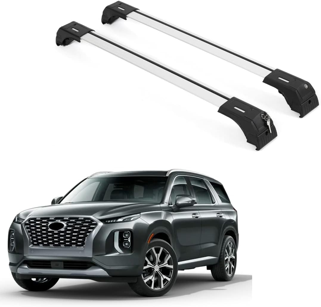 ERKUL Roof Rack Cross Bars for Hyundai Palisade 2019-2025 | Aluminum Crossbars with Anti Theft Lock for Rooftop | Compatible with Flush Rails - Silver