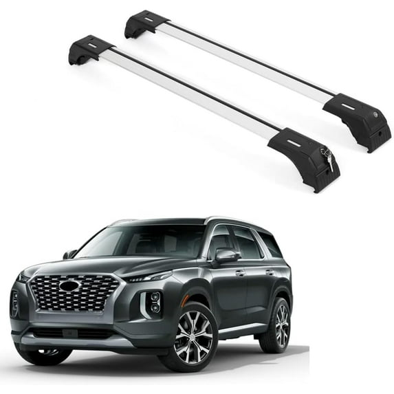 ERKUL Roof Rack Cross Bars for Hyundai Palisade 2019-2025 | Aluminum Crossbars with Anti Theft Lock for Rooftop | Compatible with Flush Rails - Silver