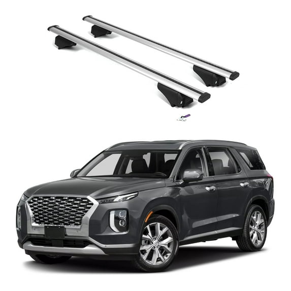 ERKUL Roof Rack Cross Bars for Hyundai Palisade 2019-2025 | Aluminum Crossbars with Anti Theft Lock for Rooftop | Compatible with Flush Rails - Silver