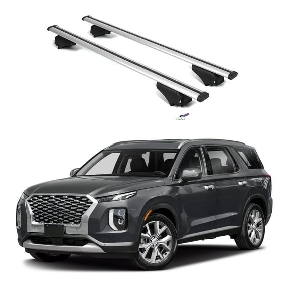 ERKUL Roof Rack Cross Bars for Hyundai Palisade 2019-2025 | Aluminum Crossbars with Anti Theft Lock for Rooftop | Compatible with Flush Rails - Silver