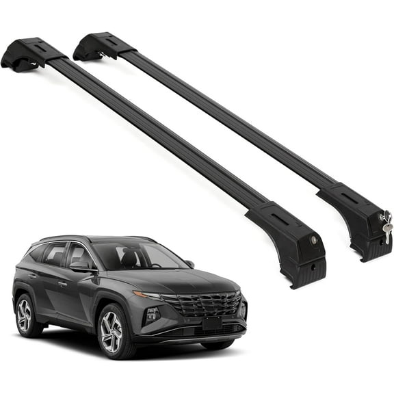 ERKUL Roof Rack Cross Bars for Hyundai Tucson SE/SEL/N Line/Limited 2022-2025 | Aluminum Crossbars with Anti Theft Lock for Rooftop | Compatible with Flush Rails - Black