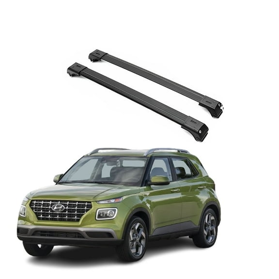 ERKUL Roof Rack Cross Bars for Hyundai Venue 2020-2024 | Anti-Theft Lock Aluminum Crossbars for Rooftop, Cargo Carrier, Luggage, Kayak, Canoe, Bike | Black