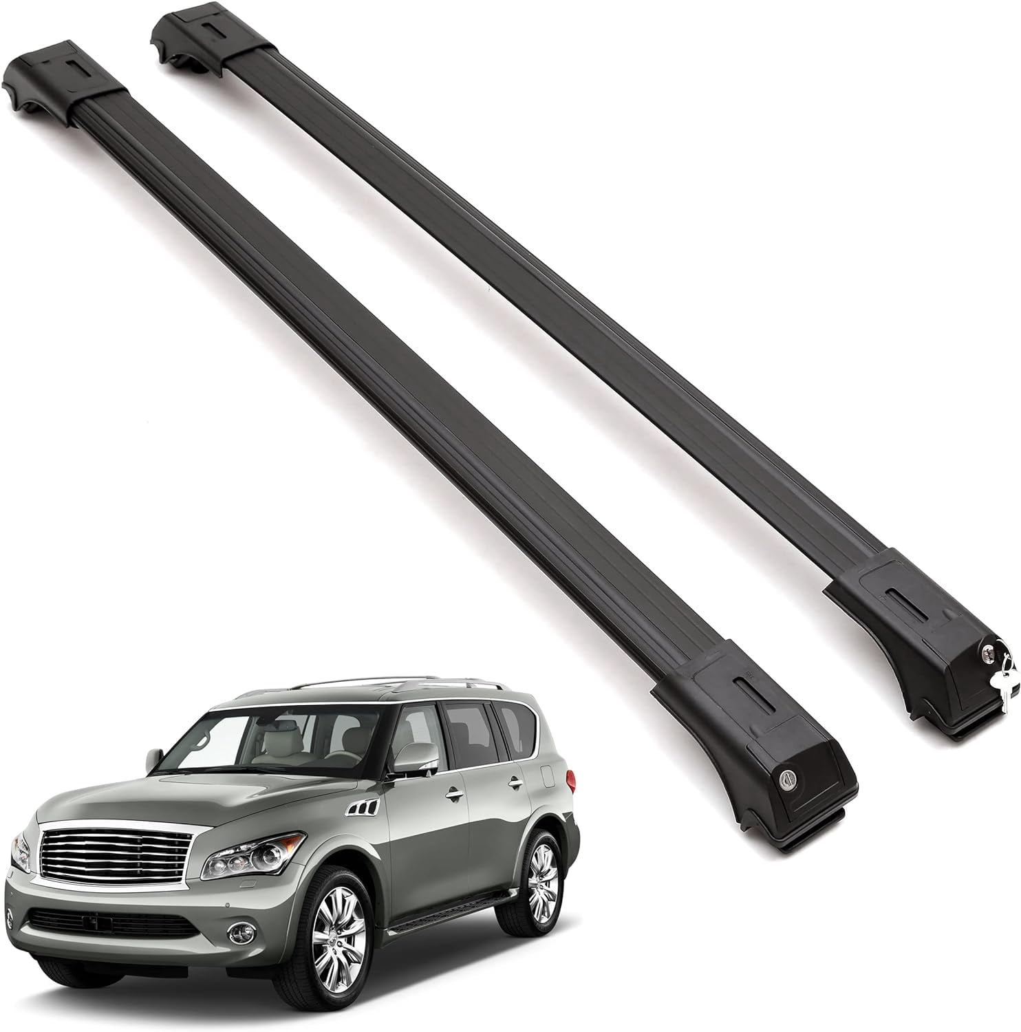 ERKUL Roof Rack Cross Bars for Infiniti 20142022 QX80 20112013 QX56 AntiTheft Lock Aluminum