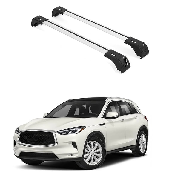 ERKUL Roof Rack Cross Bars for Infiniti QX50 2019-2025 | Anti-Theft Lock Aluminum Crossbars for Rooftop, Cargo Carrier, Luggage, Kayak, Canoe, Bike | Silver