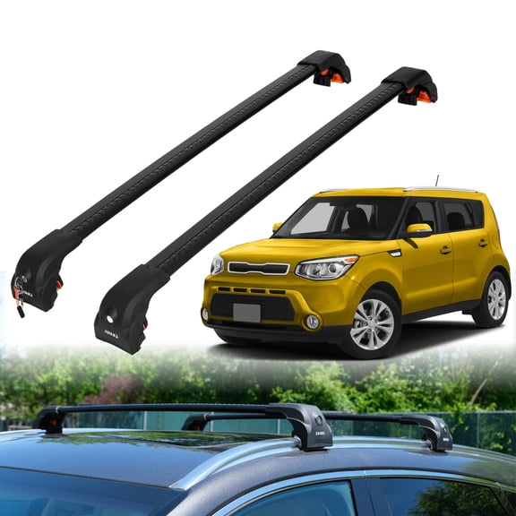 ERKUL Roof Rack Cross Bars for Kia Soul X-Line 2014-2019 | Upgraded Aero Aluminum Crossbars with Smart Clamp System | Compatible with Flush Rails - Black