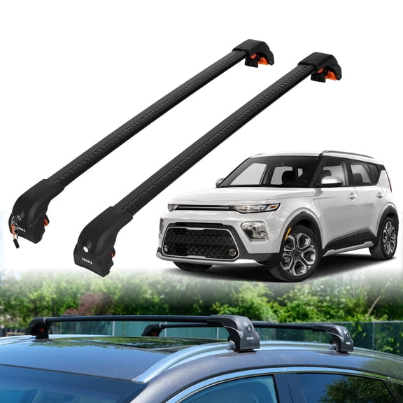 ERKUL Roof Rack Cross Bars for Kia Soul X-Line 2020-2026 | Upgraded Aero Aluminum Crossbars with Smart Clamp System | Compatible with Flush Rails - Black