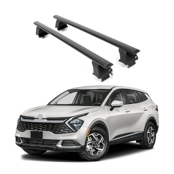 ERKUL Roof Rack Cross Bars for Kia Sportage 2023-2024 Hybrid LX, LX, EX | Aluminum Crossbars with Anti Theft Lock for Rooftop | Compatible with Bare/Naked Roofs - Black