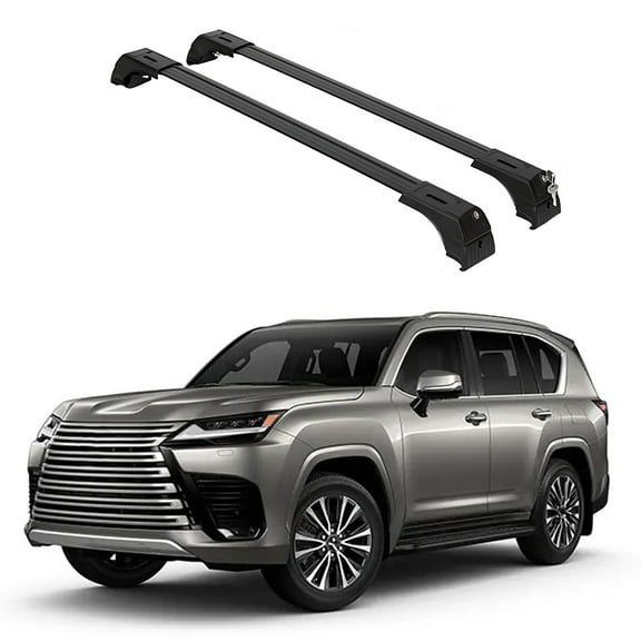 ERKUL Roof Rack Cross Bars for Lexus LX600 2022-2025 | Anti-Theft Lock Aluminum Crossbars for Rooftop, Cargo Carrier, Luggage, Kayak, Canoe, Bike | Black