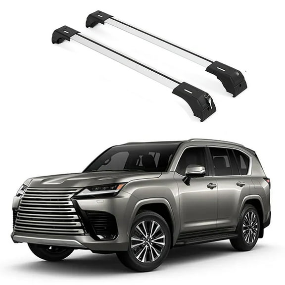 ERKUL Roof Rack Cross Bars for Lexus LX600 2022-2025 | Anti-Theft Lock Aluminum Crossbars for Rooftop, Cargo Carrier, Luggage, Kayak, Canoe, Bike | Silver