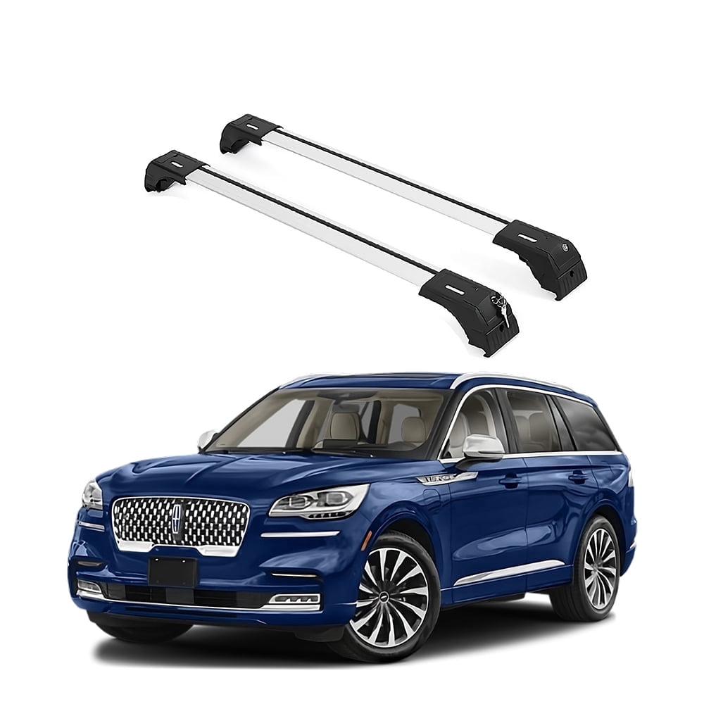 ERKUL Roof Rack Cross Bars for Lincoln Aviator 2020-2025 | Anti-Theft Lock Aluminum Crossbars for Rooftop, Cargo Carrier, Luggage, Kayak, Canoe, Bike | Silver
