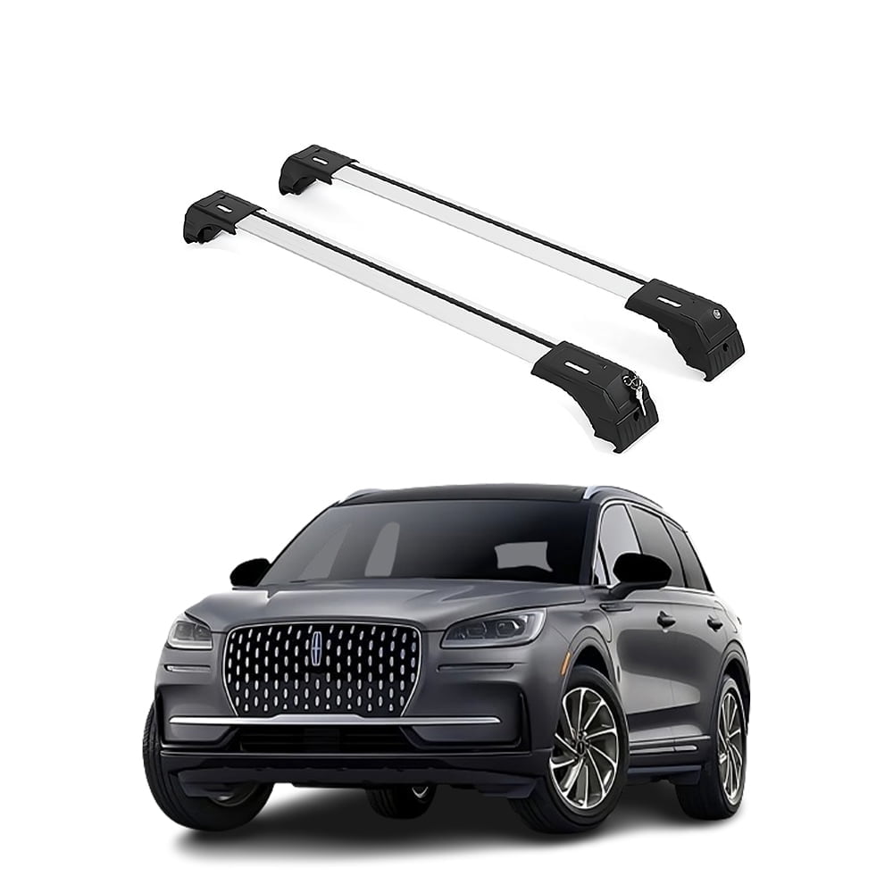 ERKUL Roof Rack Cross Bars for Lincoln Corsair 2020-2025 | Anti-Theft Lock Aluminum Crossbars for Rooftop, Cargo Carrier, Luggage, Kayak, Canoe, Bike | Silver