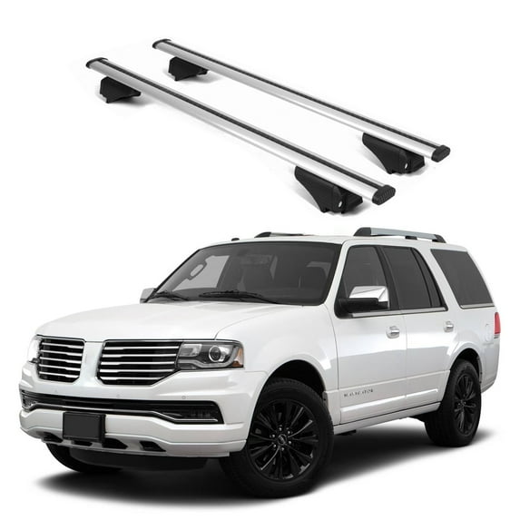 ERKUL Roof Rack Cross Bars for Lincoln Navigator 2006-2017 | Aluminum Crossbars with Anti Theft Lock for Rooftop | Compatible with Raised Rails - Silver