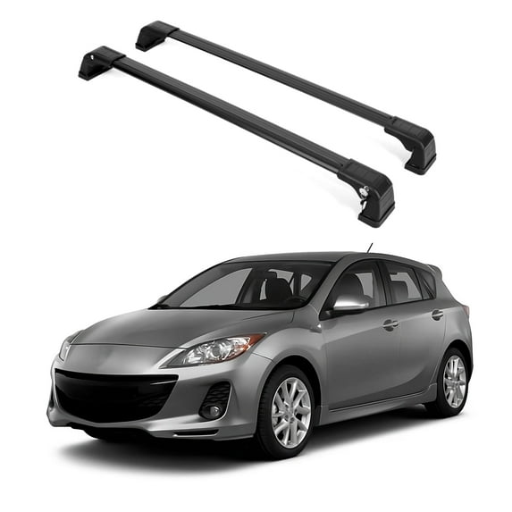 ERKUL Roof Rack Cross Bars for Mazda 3 Hatchback 2010-2013 | Anti-Theft Lock Aluminum Crossbars for Rooftop, Cargo Carrier, Luggage, Kayak, Canoe, Snowboard, Bike| Black