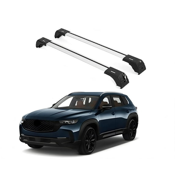 ERKUL Roof Rack Cross Bars for Mazda CX-50 CX50 2023-2025 | Aluminum Crossbars with Anti Theft Lock for Rooftop | Compatible with Flush Rails - Silver