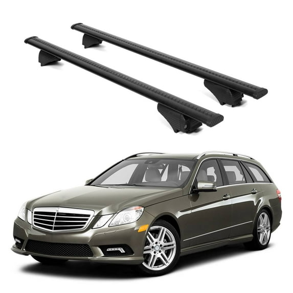 ERKUL Roof Rack Cross Bars for Mercedes Benz E-Class 2011-2016 | Aluminum Crossbars with Anti Theft Lock for Rooftop | Compatible with Raised Rails - Black