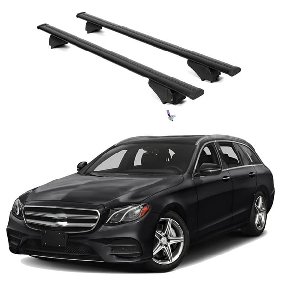 ERKUL Roof Rack Cross Bars for Mercedes Benz E-Class Wagon 2017-2023 | Aluminum Crossbars with Anti Theft Lock for Rooftop | Compatible with Flush Rails - Black