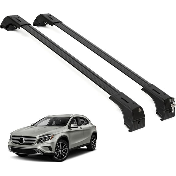 ERKUL Roof Rack Cross Bars for Mercedes Benz GLA 2014-2020 | Aluminum Crossbars with Anti Theft Lock for Rooftop | Compatible with Flush Rails - Black