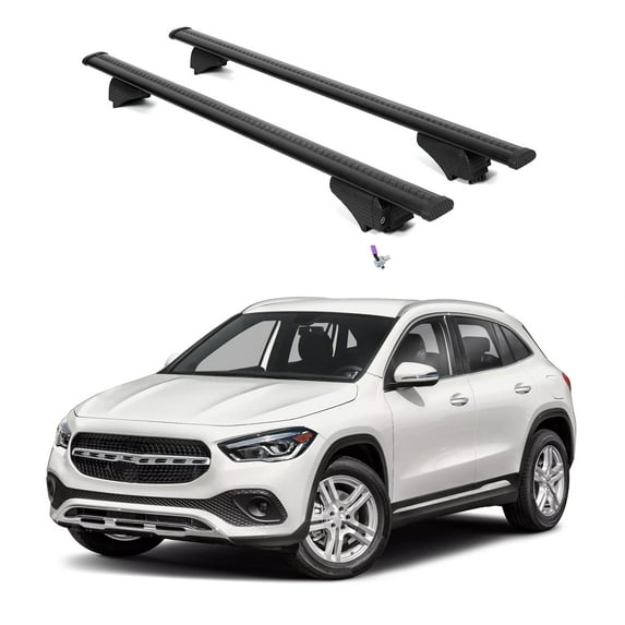 ERKUL Roof Rack Cross Bars for Mercedes Benz GLA 2021-2025 | Aluminum Crossbars with Anti Theft Lock for Rooftop | Compatible with Flush Rails - Black