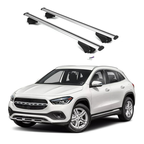 ERKUL Roof Rack Cross Bars for Mercedes Benz GLA 2021-2025 | Aluminum Crossbars with Anti Theft Lock for Rooftop | Compatible with Flush Rails - Silver