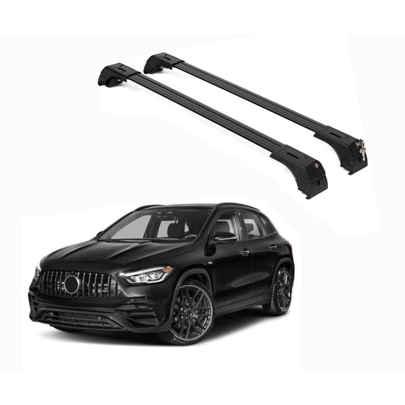 ERKUL Roof Rack Cross Bars for Mercedes Benz GLA 2021-2025 | Aluminum Crossbars with Anti Theft Lock for Rooftop with Flush Rails | Not Compatible with Sunroof - Black