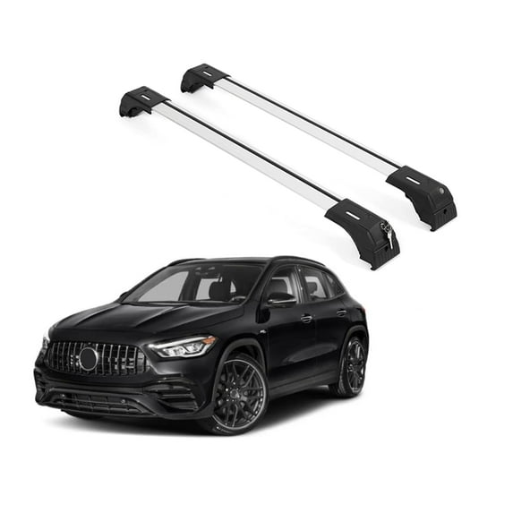 ERKUL Roof Rack Cross Bars for Mercedes Benz GLA 2021-2025 | Aluminum Crossbars with Anti Theft Lock for Rooftop with Flush Rails | Not Compatible with Sunroof - Silver