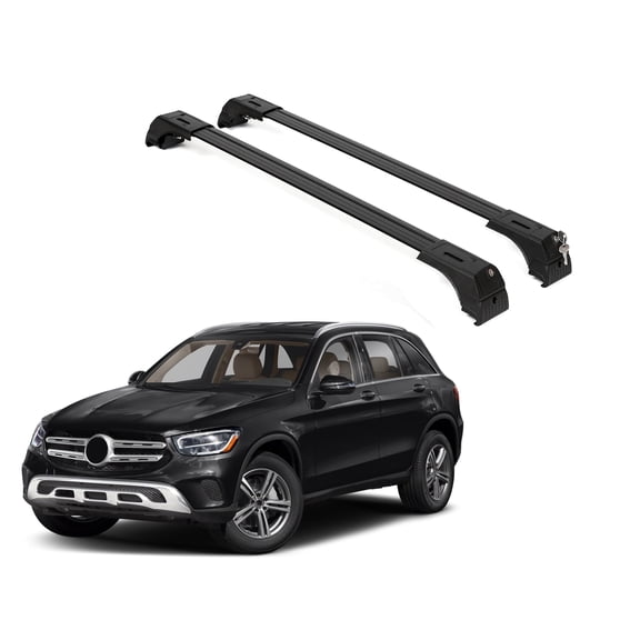 ERKUL Roof Rack Cross Bars for Mercedes Benz GLC 2016-2022 (Not fit GLC Coupe)| Aluminum Crossbars with Anti Theft Lock for Rooftop | Compatible with Flush Rails - Black