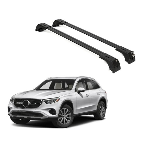 ERKUL Roof Rack Cross Bars for Mercedes Benz GLC 2023-2024 (Not fit GLC Coupe)| Aluminum Crossbars with Anti Theft Lock for Rooftop | Compatible with Flush Rails - Black