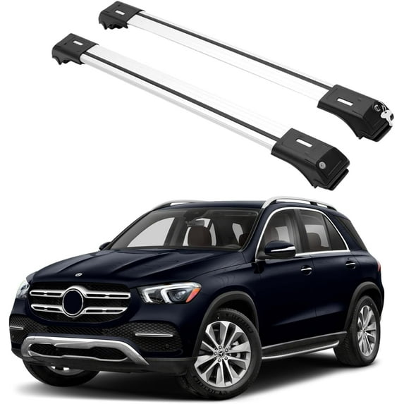 ERKUL Roof Rack Cross Bars for Mercedes Benz GLE Class W166 2015-2019 | Anti-Theft Lock Aluminum Crossbars for Rooftop, Cargo Carrier, Luggage | Silver