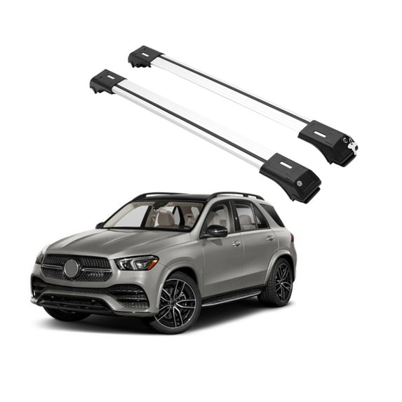 ERKUL Roof Rack Cross Bars for Mercedes Benz GLE V167 2019-2024 | Aluminum Crossbars with Anti Theft Lock for Rooftop with Raised Rails - Silver | Not Compatible with Sunroof