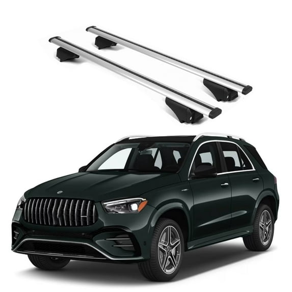 ERKUL Roof Rack Cross Bars for Mercedes Benz GLE (V167) 2019-2025 | Aluminum Crossbars with Anti Theft Lock for Rooftop | Compatible with Raised Rails - Silver