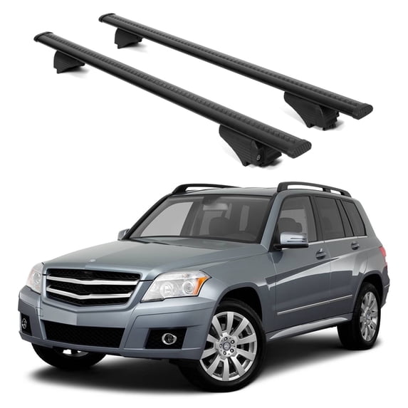 ERKUL Roof Rack Cross Bars for Mercedes Benz GLK 2009-2015 | Aluminum Crossbars with Anti Theft Lock for Rooftop | Compatible with Raised Rails - Black