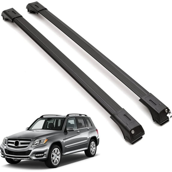 ERKUL Roof Rack Cross Bars for Mercedes Benz GLK Class 2009-2015 | Aluminum Crossbars with Anti Theft Lock for Rooftop | Compatible with Raised Rails - Black