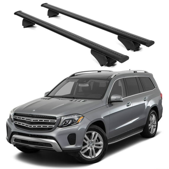 ERKUL Roof Rack Cross Bars for Mercedes Benz GLS 2017-2019 | Aluminum Crossbars with Anti Theft Lock for Rooftop | Compatible with Raised Rails - Black
