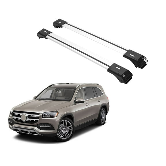 ERKUL Roof Rack Cross Bars for Mercedes Benz GLS Class 2020-2024 | Aluminum Crossbars with Anti Theft Lock for Rooftop with Raised Rails | Not Compatible with Sunroof - Silver